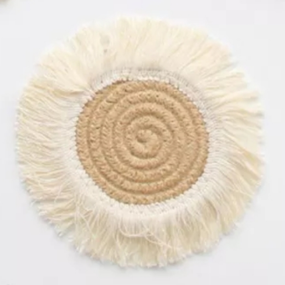 NEW  Handmade Nordic Style Hand-woven Coaster 100% Cotton Boho Dining Mat Tulum